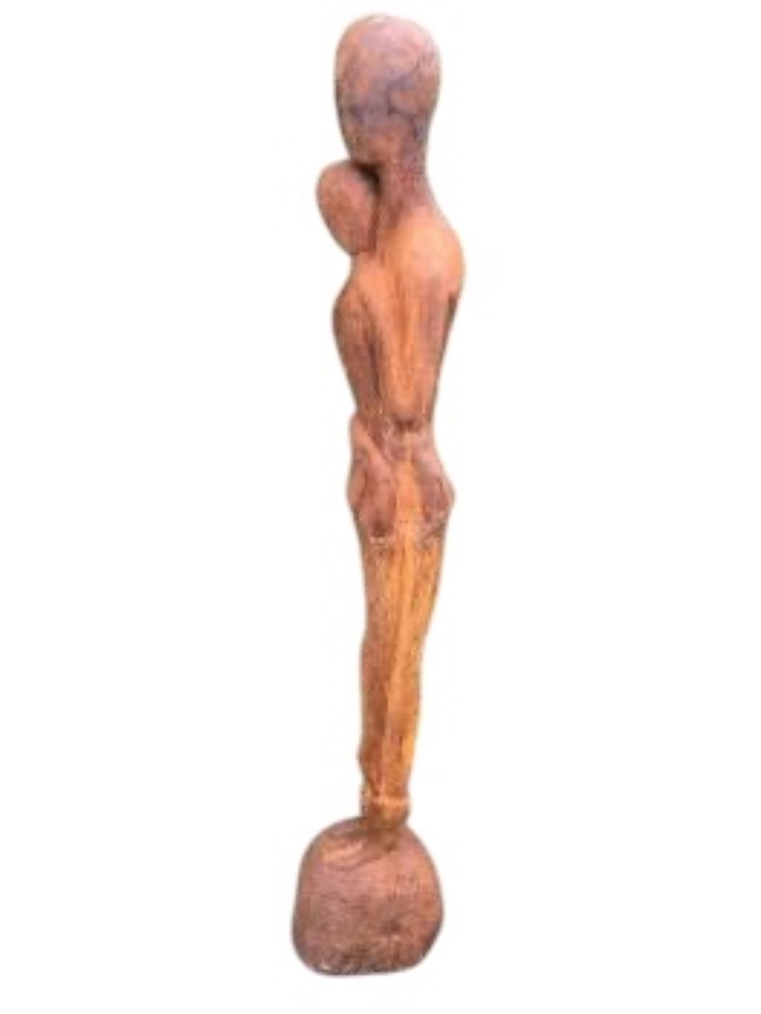 A cast iron embracing couple garden ornament, height 126cm